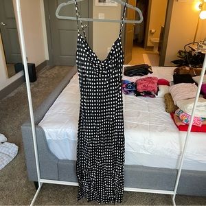 Zara satin effect midi polka dot dress size XS